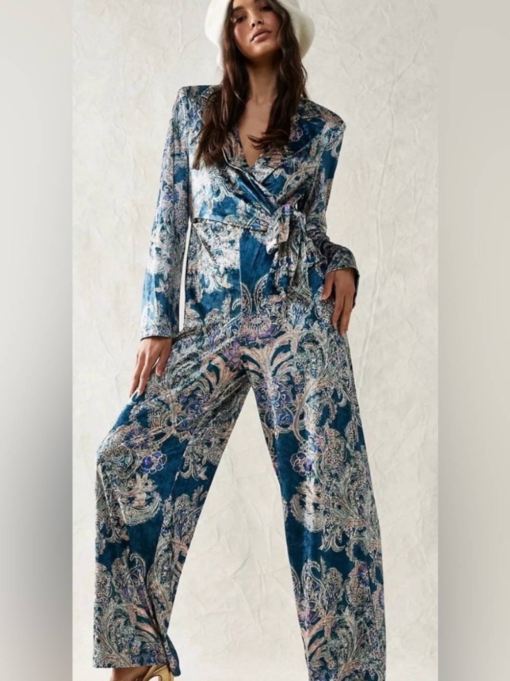NWT Free People Delphine Velvet Jumpsuit
